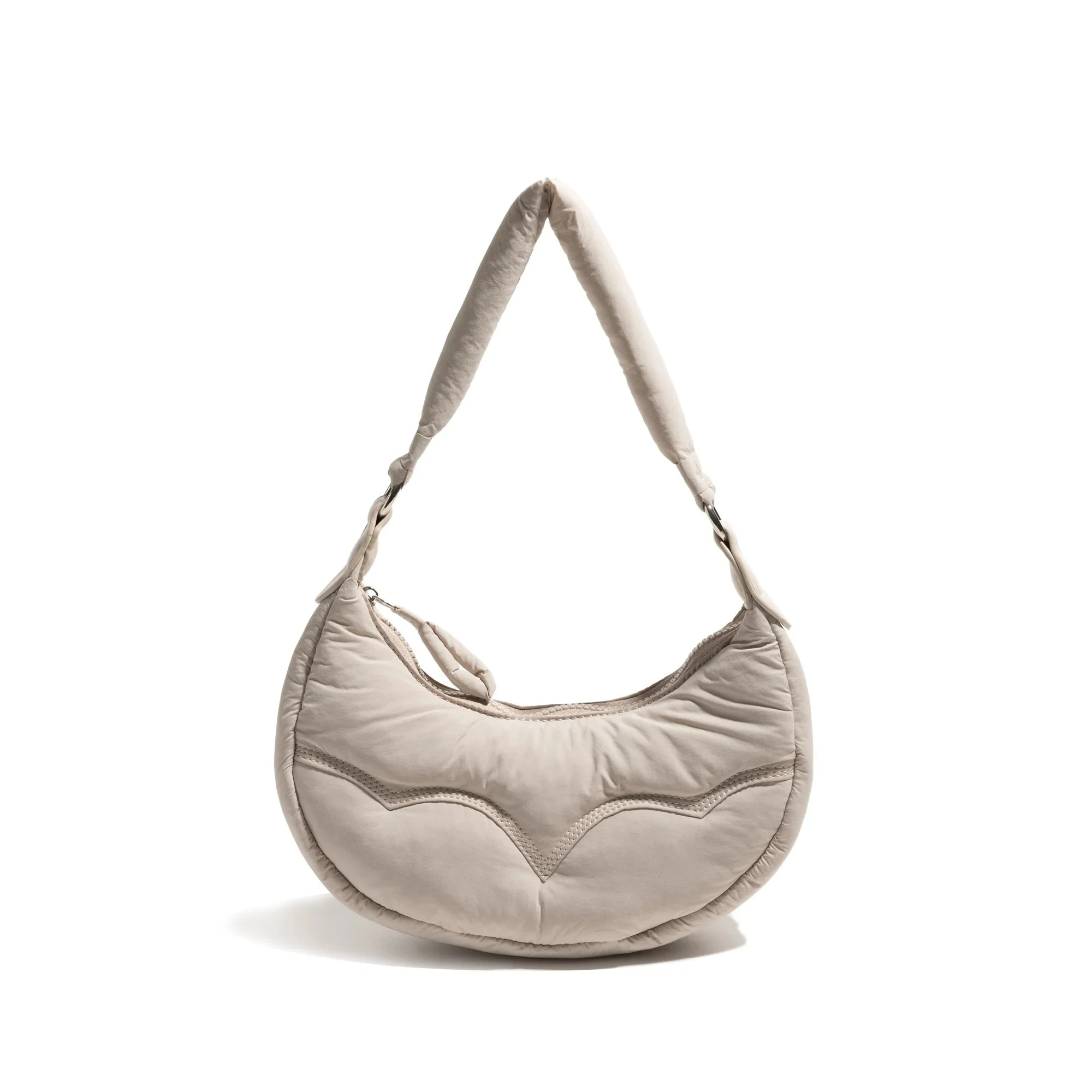 Half Moon Quilted Padded Shoulder Bag
