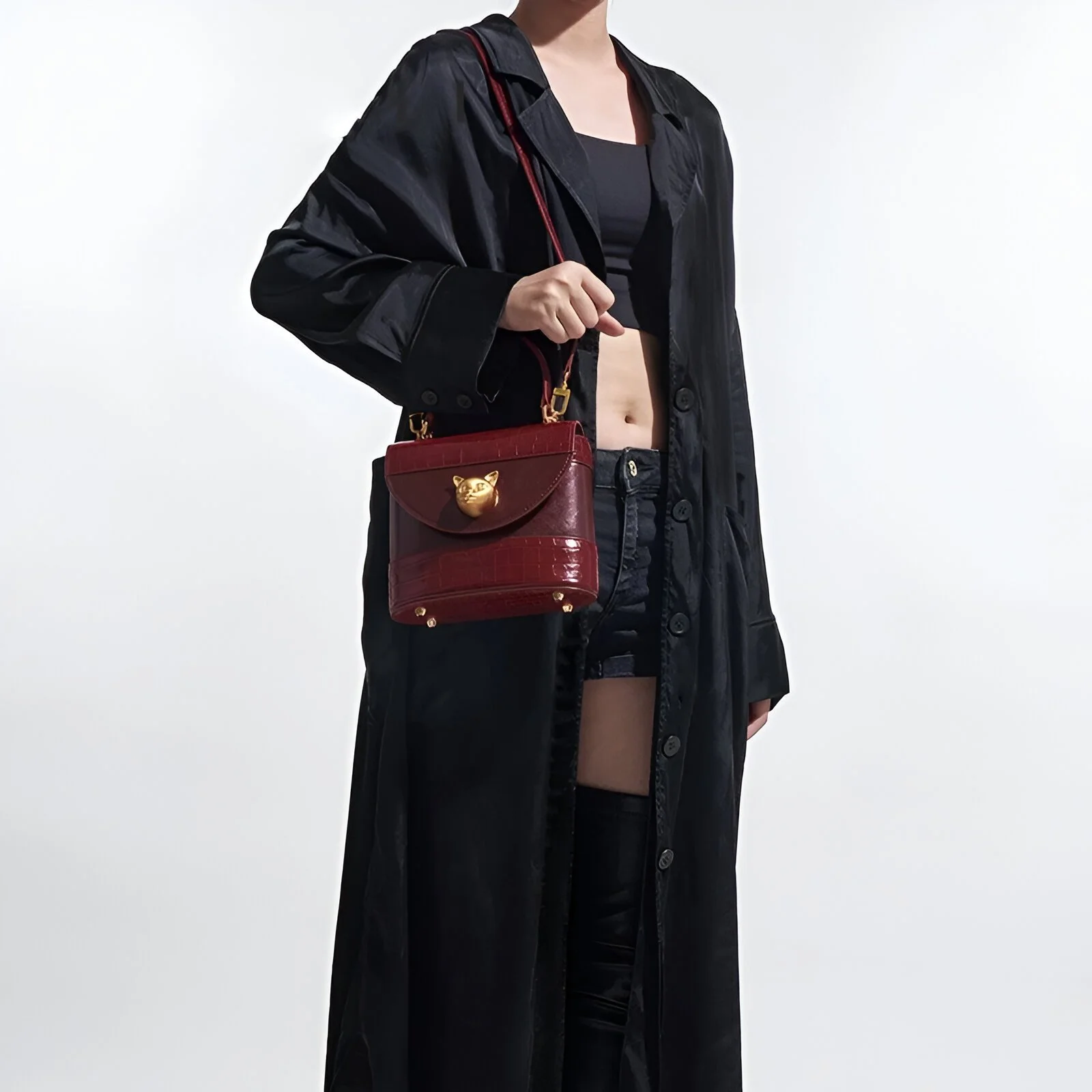 Elegant Leather Bucket Bag