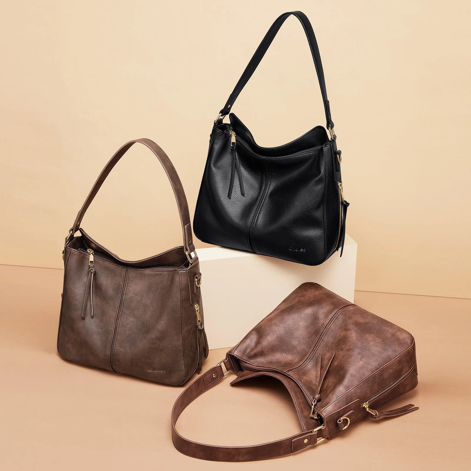 Vegan Leather Hobo Shoulder Bag