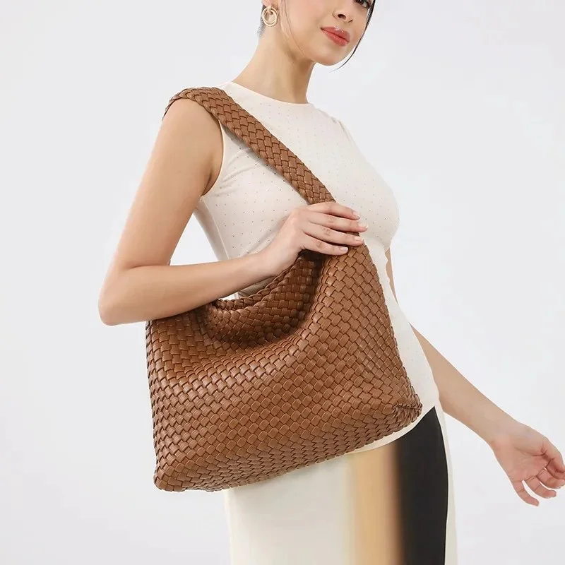 Women’s Luxury Woven PU Leather Large Tote Bag
