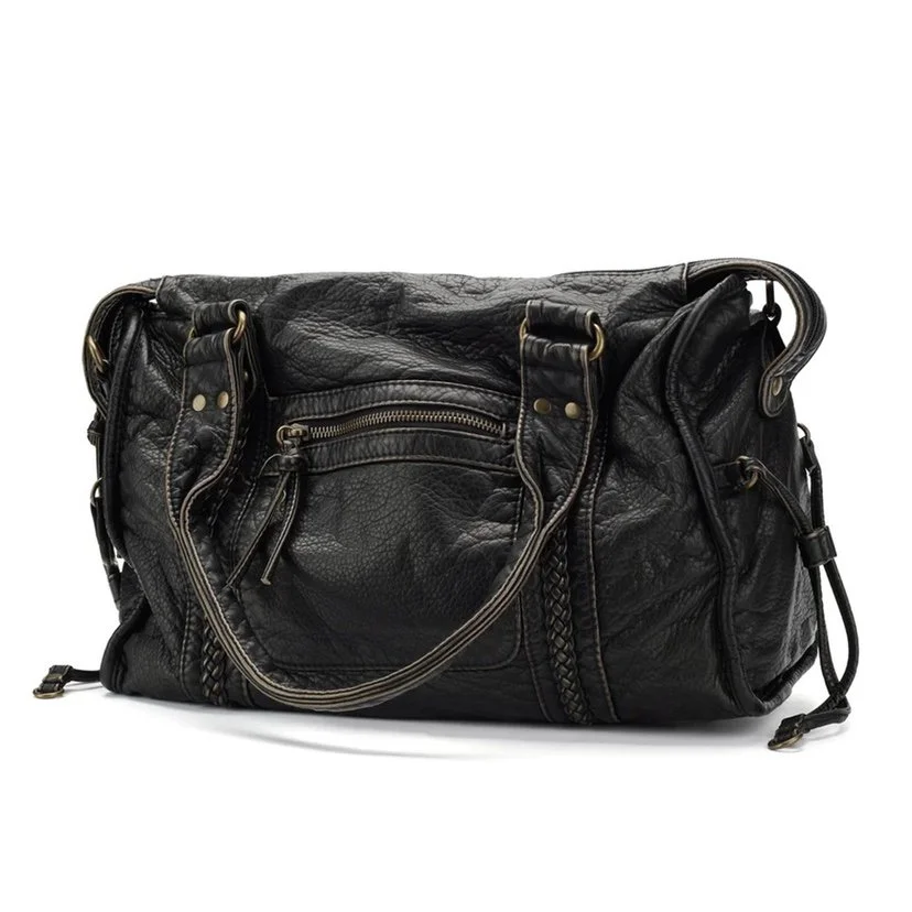 Vintage Large PU Leather Tote Bag
