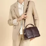 Vintage Genuine Leather Small Tote – Soft Short Handle Crossbody Bag