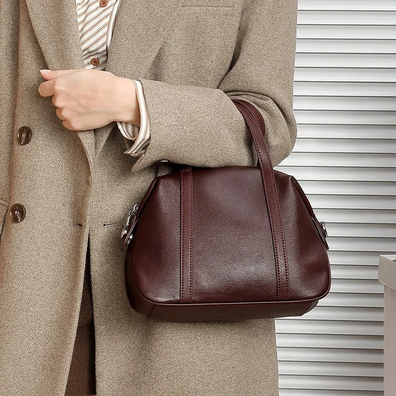 Classic Genuine Leather Pillow Shoulder Bag for Women