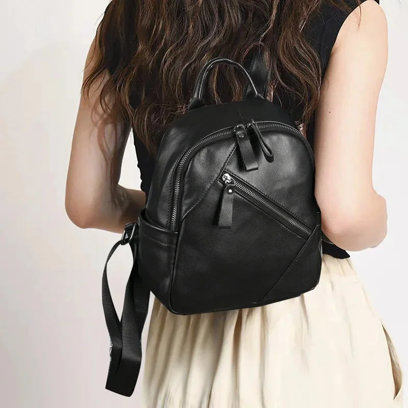 Genuine Leather Mini Backpack for Women