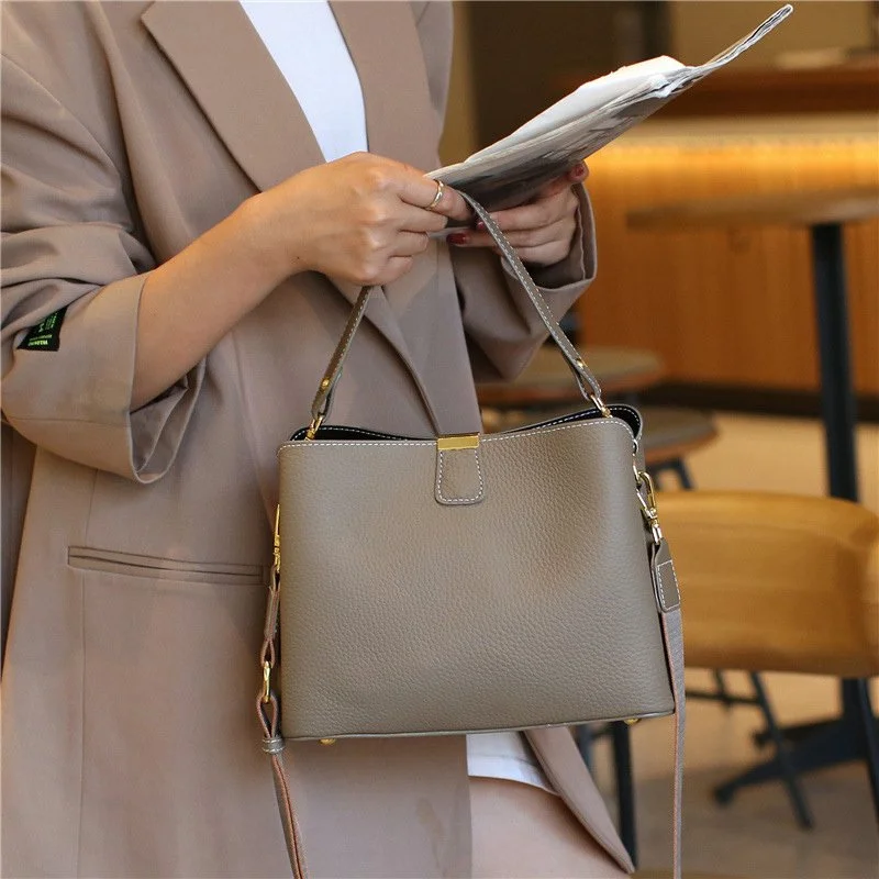 Genuine Leather Women's Bucket Bag