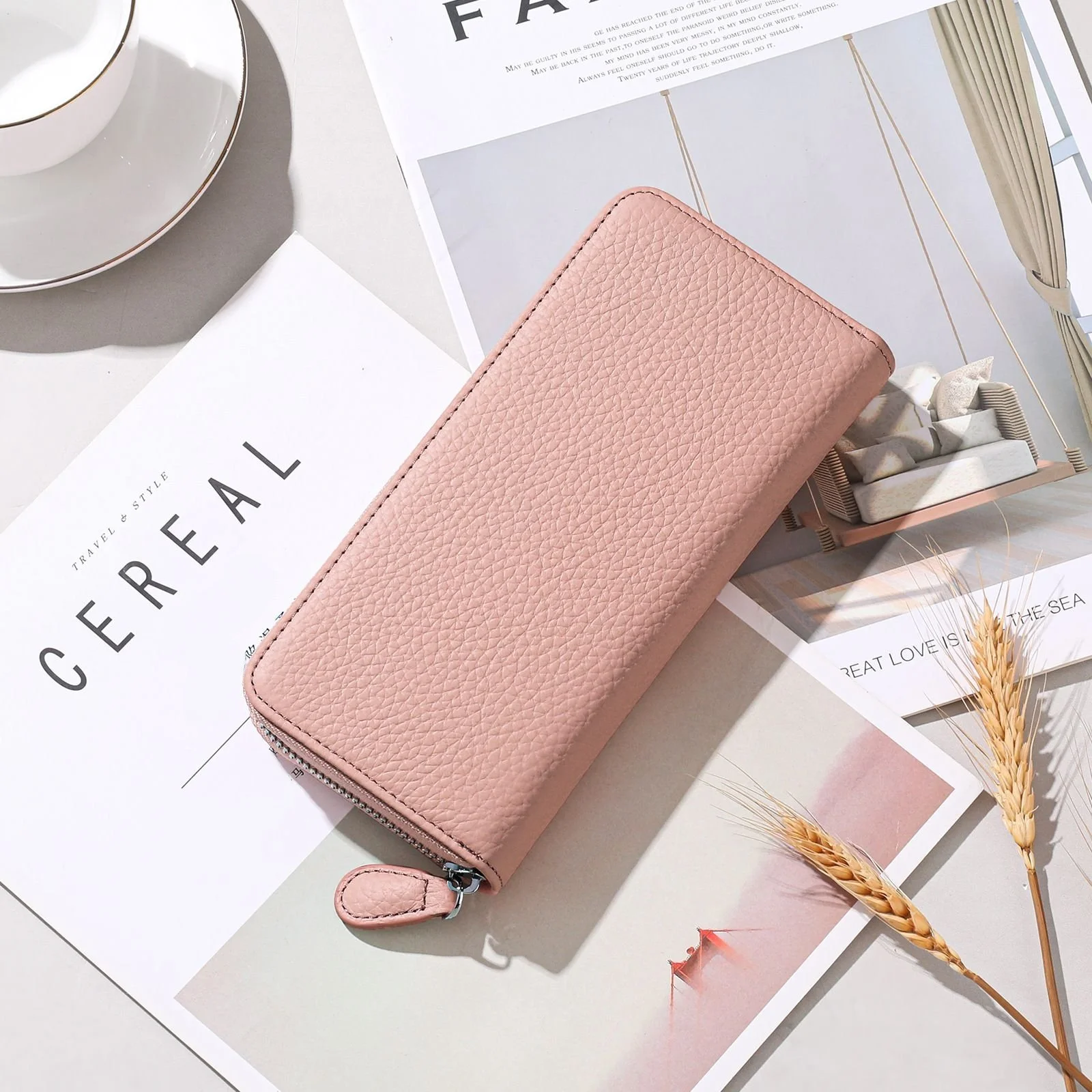 Genuine Leather Women's Long Wallet with RFID Protection