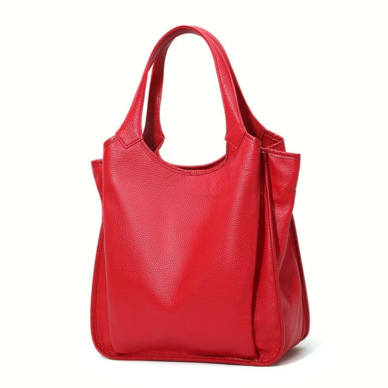 Minimalist Soft Cowhide Women's Shoulder Bag – Large Capacity, Casual Tote