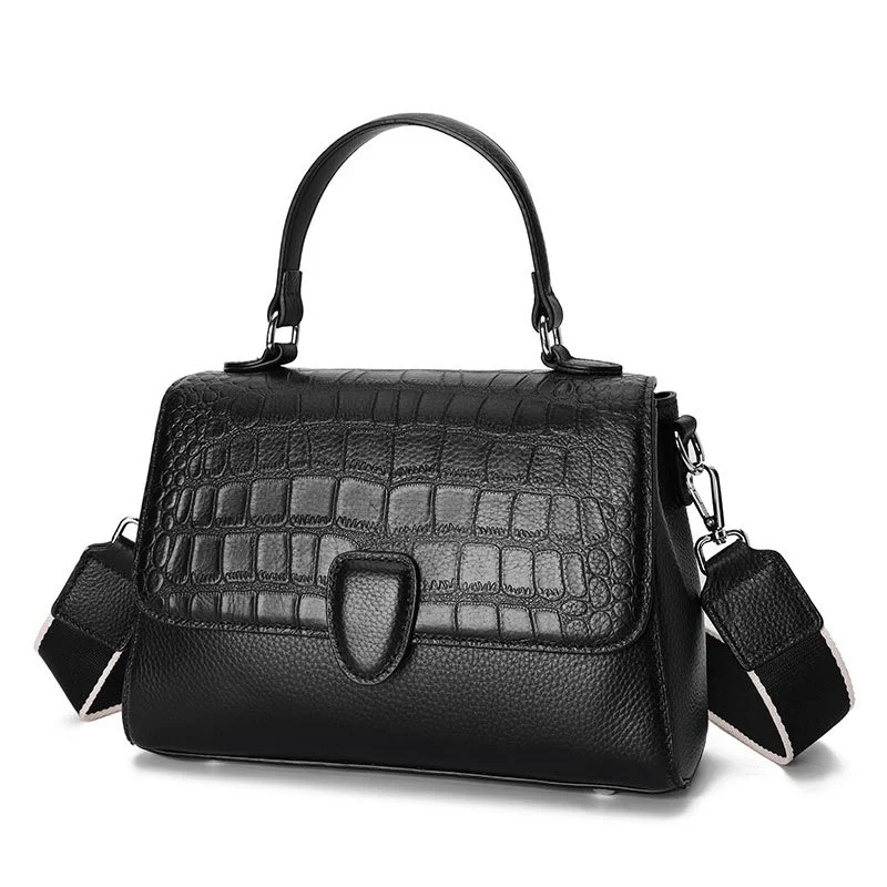 Stylish Women's Crocodile Texture Crossbody Bag in Cowhide