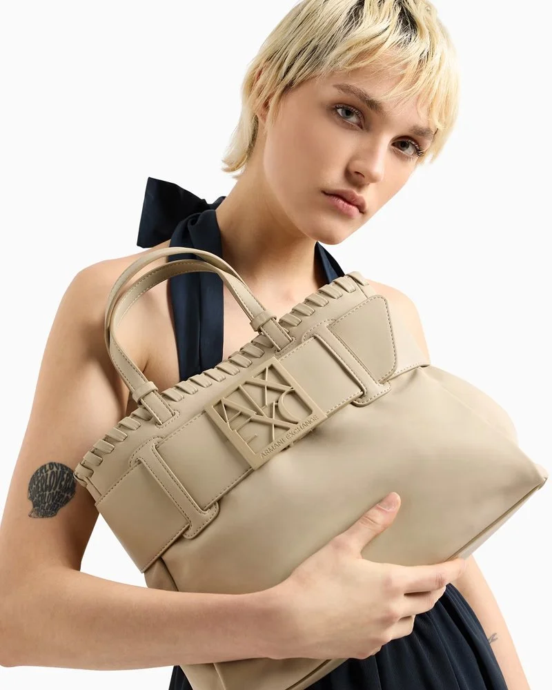 Armani Exchange Women's Beige Handbag – Elegant & Stylish for Spring/Summer