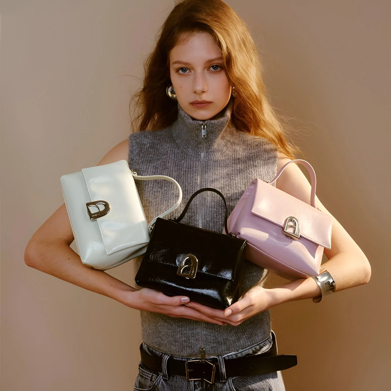 Luxury Leather Crossbody Shoulder Bag for Women - Small A-line Door Design