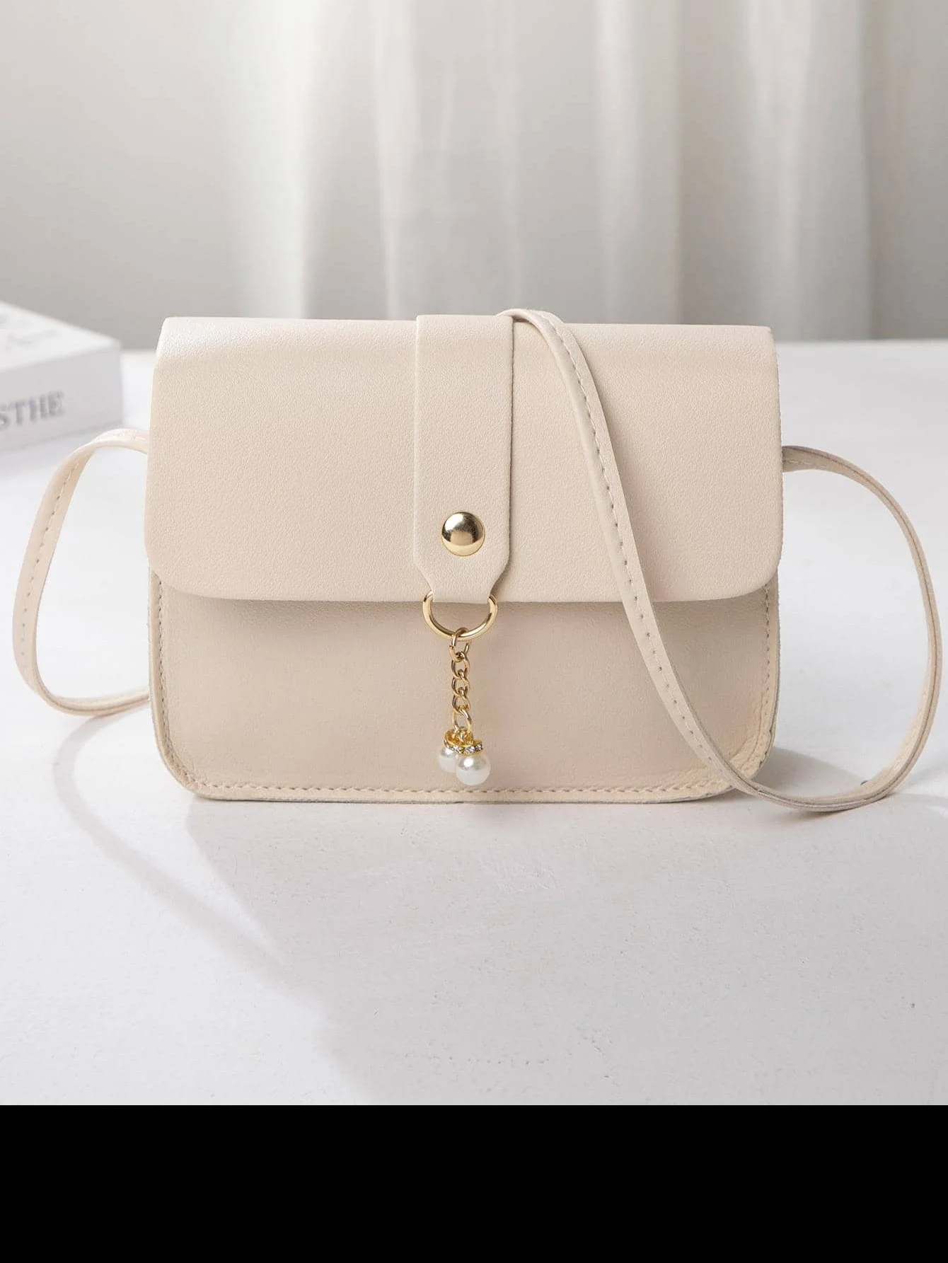 Mini White Faux Pearl Flap Shoulder Bag – Trendy & Elegant Minimalist Handbag
