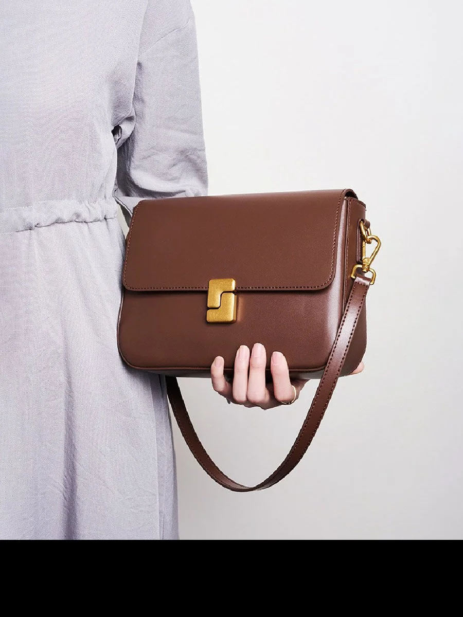 Luxury Cowhide Leather Crossbody Shoulder Bag