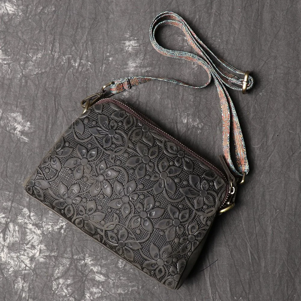 Women's Genuine Leather Embossed Shoulder Bag