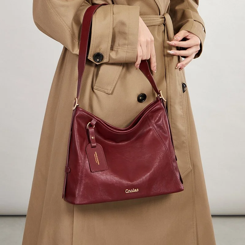 Women's Leather Bucket Handbag