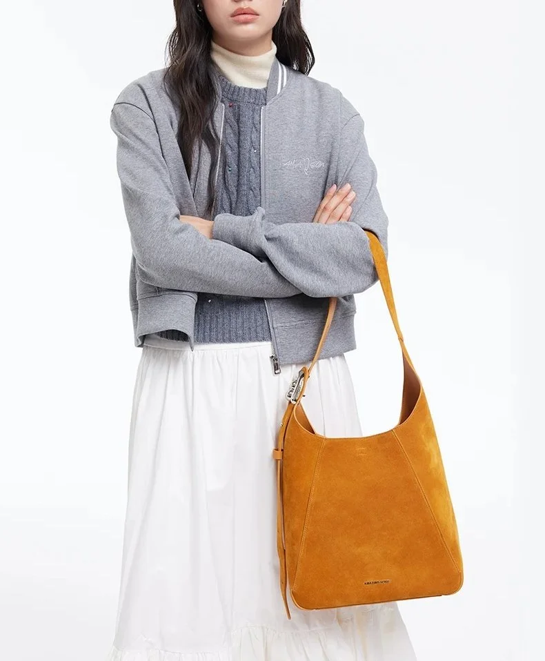 Chic Faux Suede Bucket Tote Bag