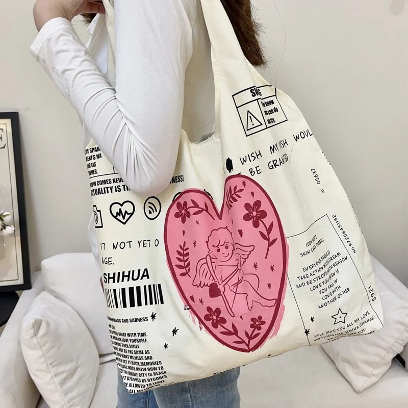 Eco Cotton Canvas Tote Bag for Women – Large Reusable Shoulder & Shopping Bag