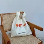 Women's Canvas Shoulder Tote Bag with Letter Print – Large Capacity Casual Handbag