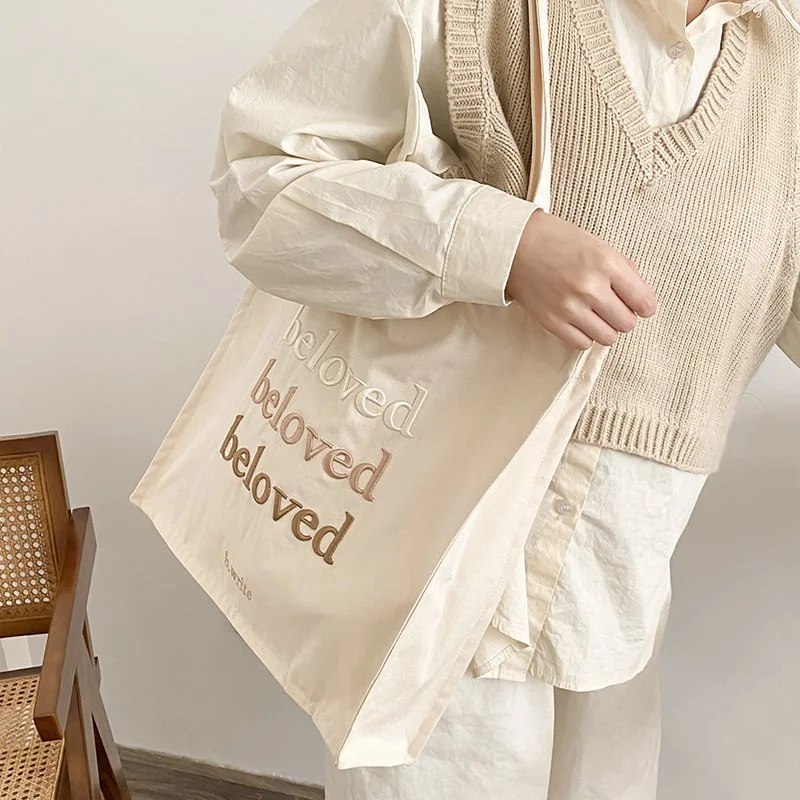 Embroidered Canvas Tote Bag