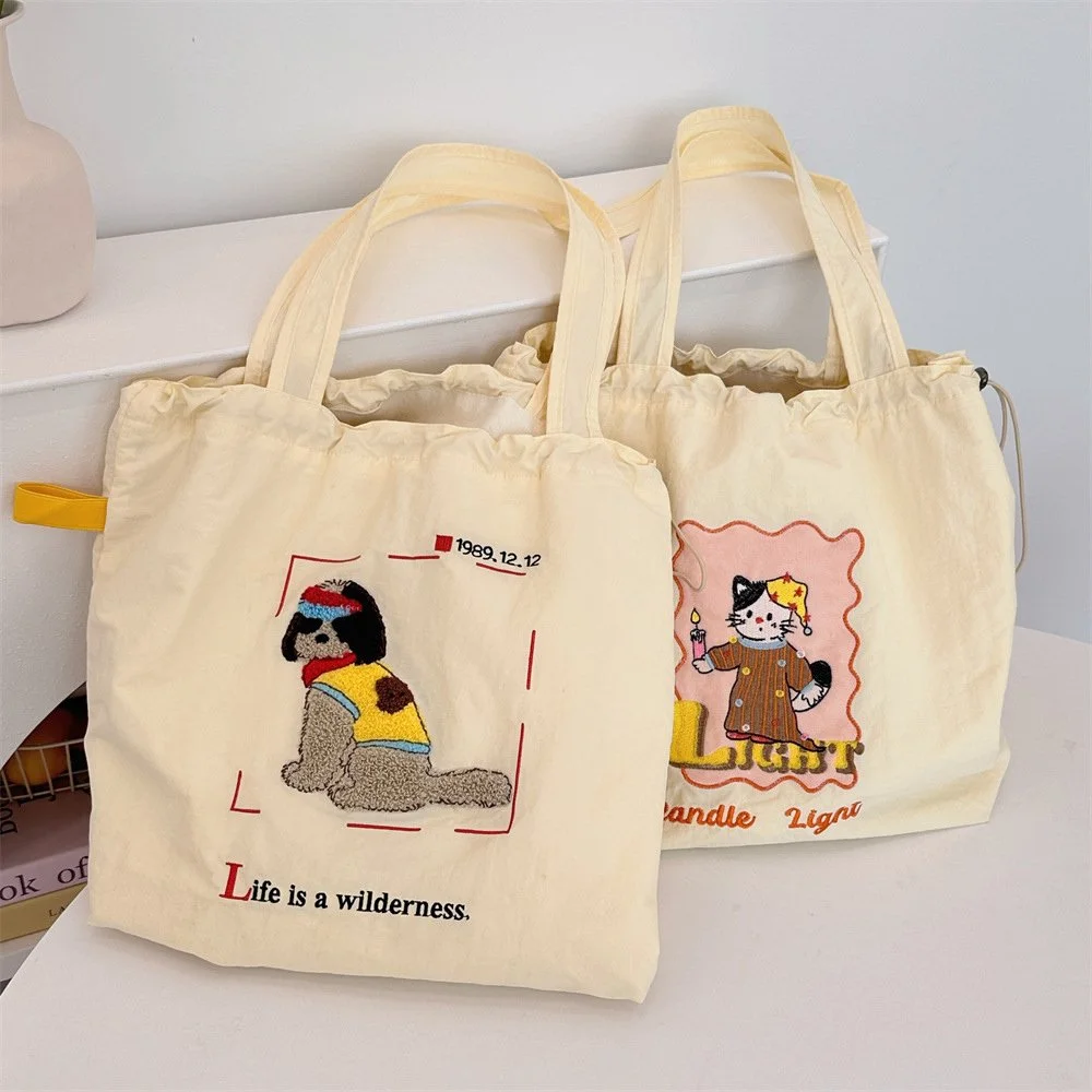 Cute Embroidered Canvas Tote Bag for Women – Large Shoulder Purse