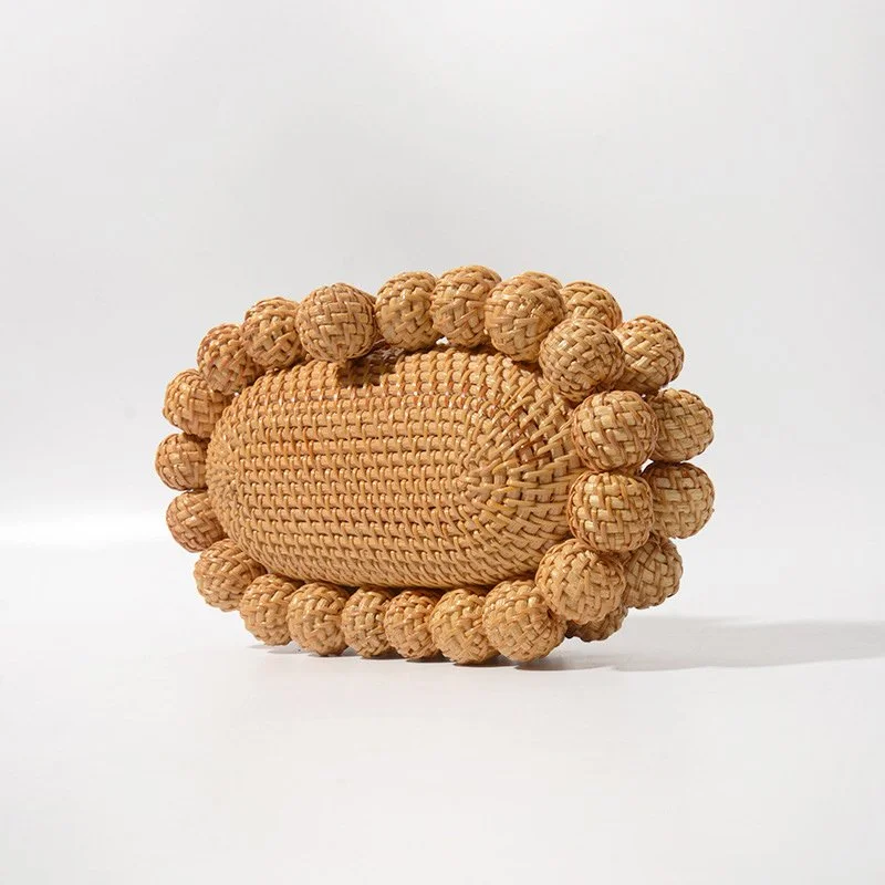 Luxury Rattan Egg Clutch – Wicker Cane Bag for Weddings, Beach & Summer Parties