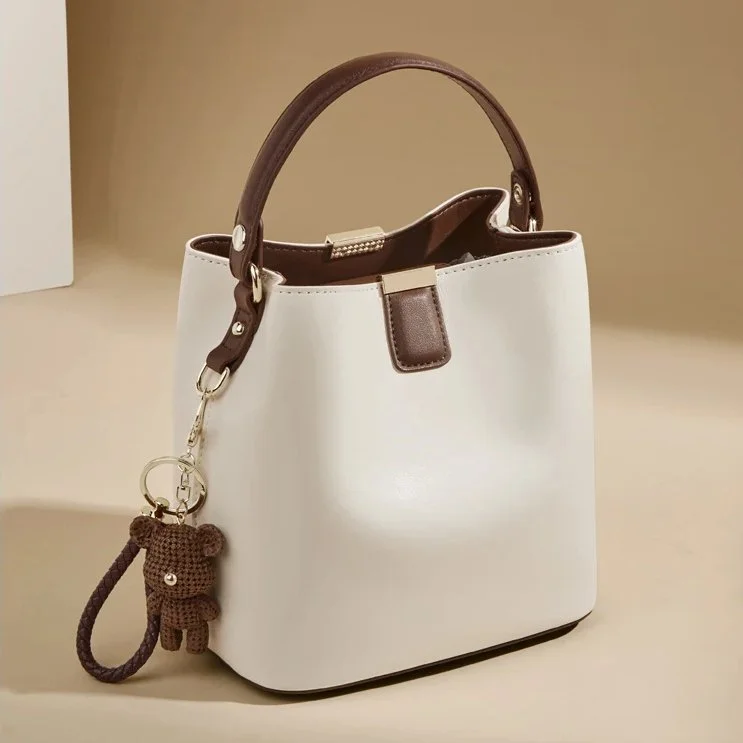 Fashion Retro Split Leather Bucket Crossbody Bag for Women