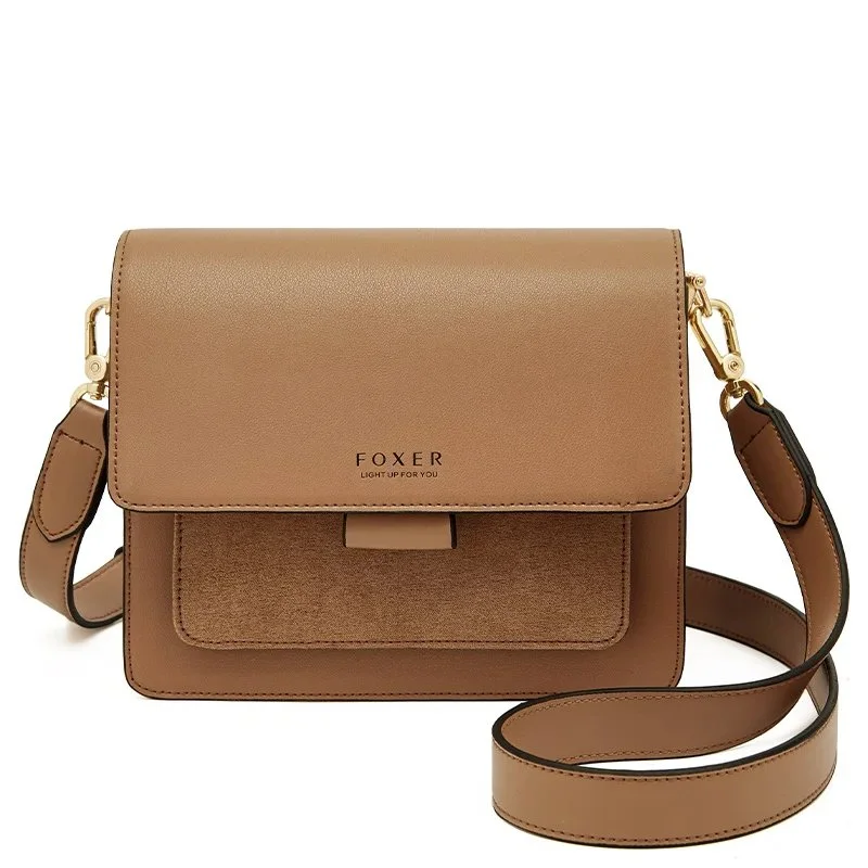 Women’s Split Leather Casual Crossbody Messenger Bag with Flap Closure