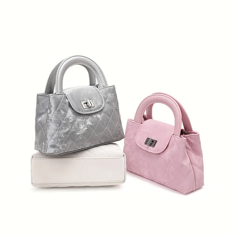 Women's Small Diamond Check Cowhide Handbag