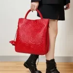 Classic Floral Embossed Leather Crossbody Bag