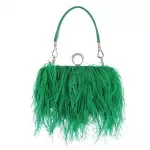 Luxury Ostrich Feather Evening Clutch Bag