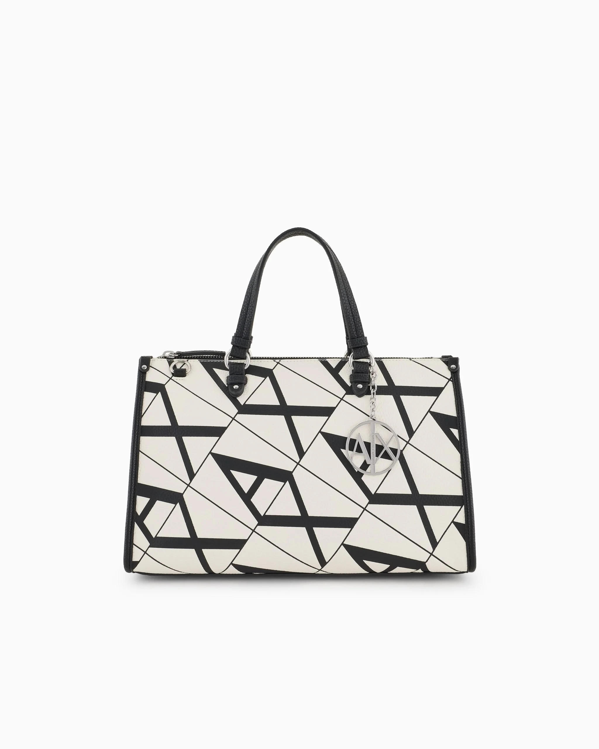 Armani Exchange Women's Printed White Handbag with Shoulder Strap