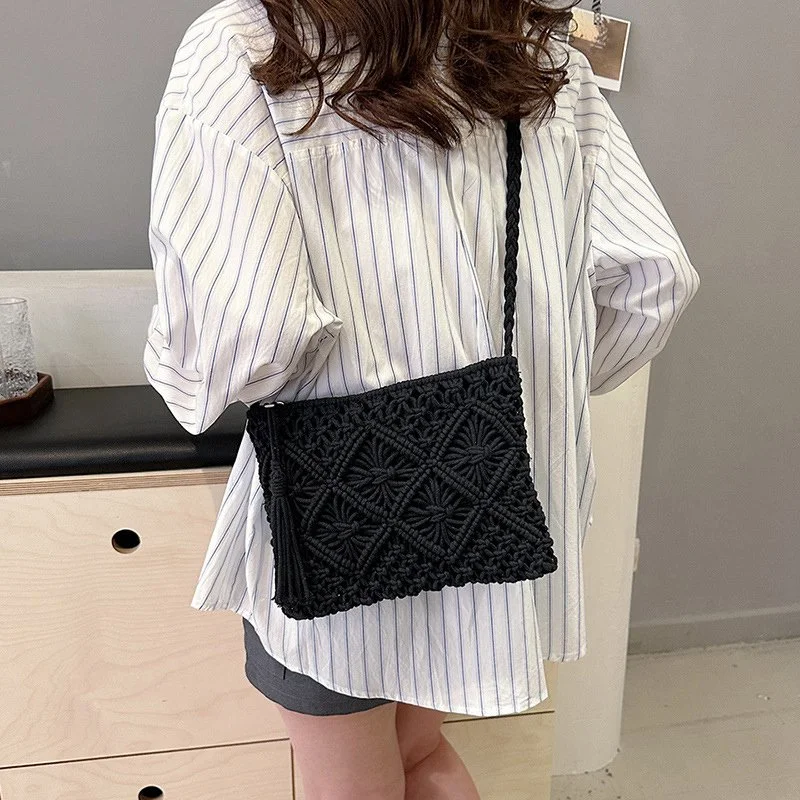 Boho Straw Crossbody Shoulder Bag