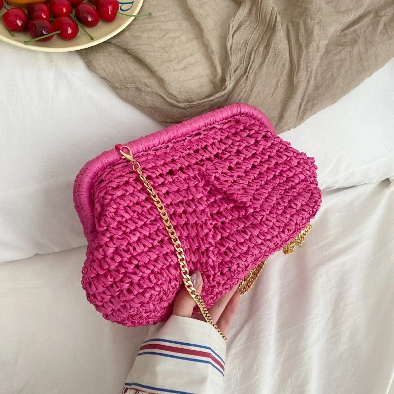 Summer Straw Weaving Crossbody Beach Bag