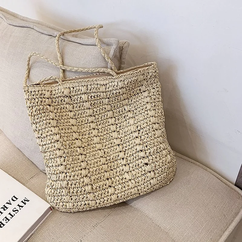 Large Boho Straw Tote Bag