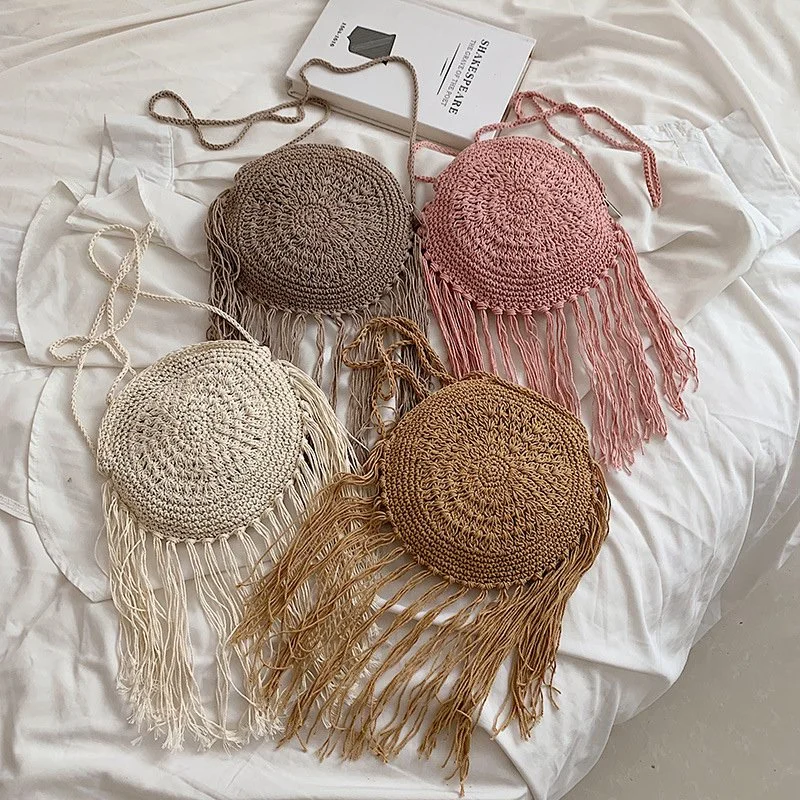 Round Straw Crossbody Bag