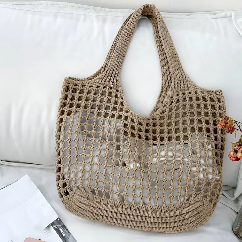 Knitted Crochet Shoulder Tote Bag