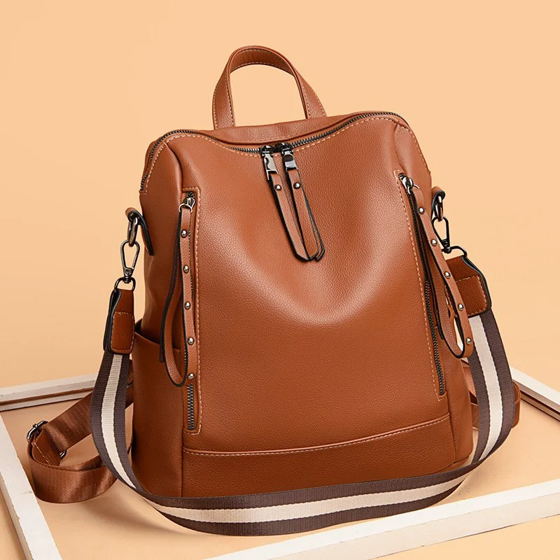 Luxury Soft Leather Waterproof Backpack for Women