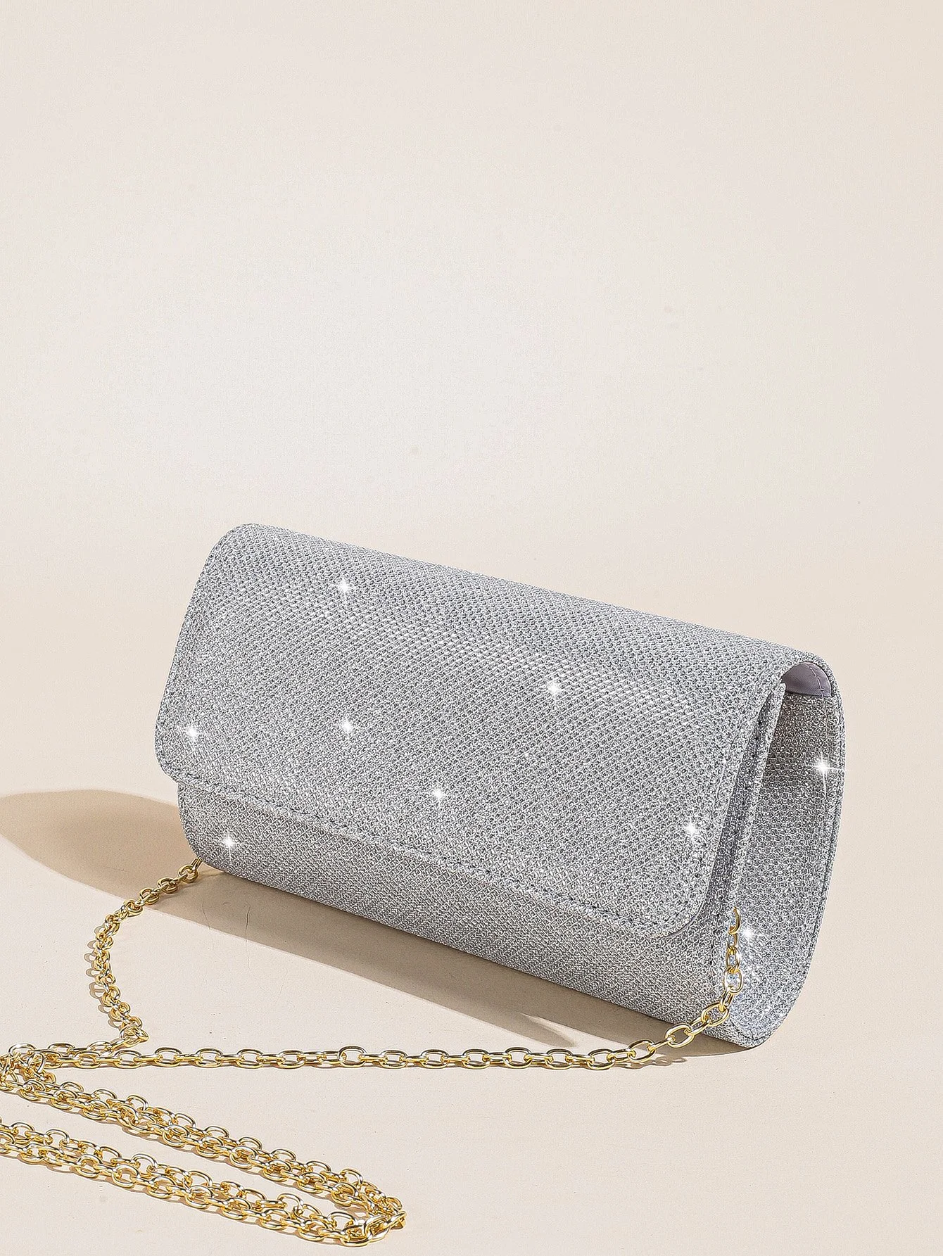 Glitter Fold-Over Clutch Purse – Sparkling Evening Handbag for Women
