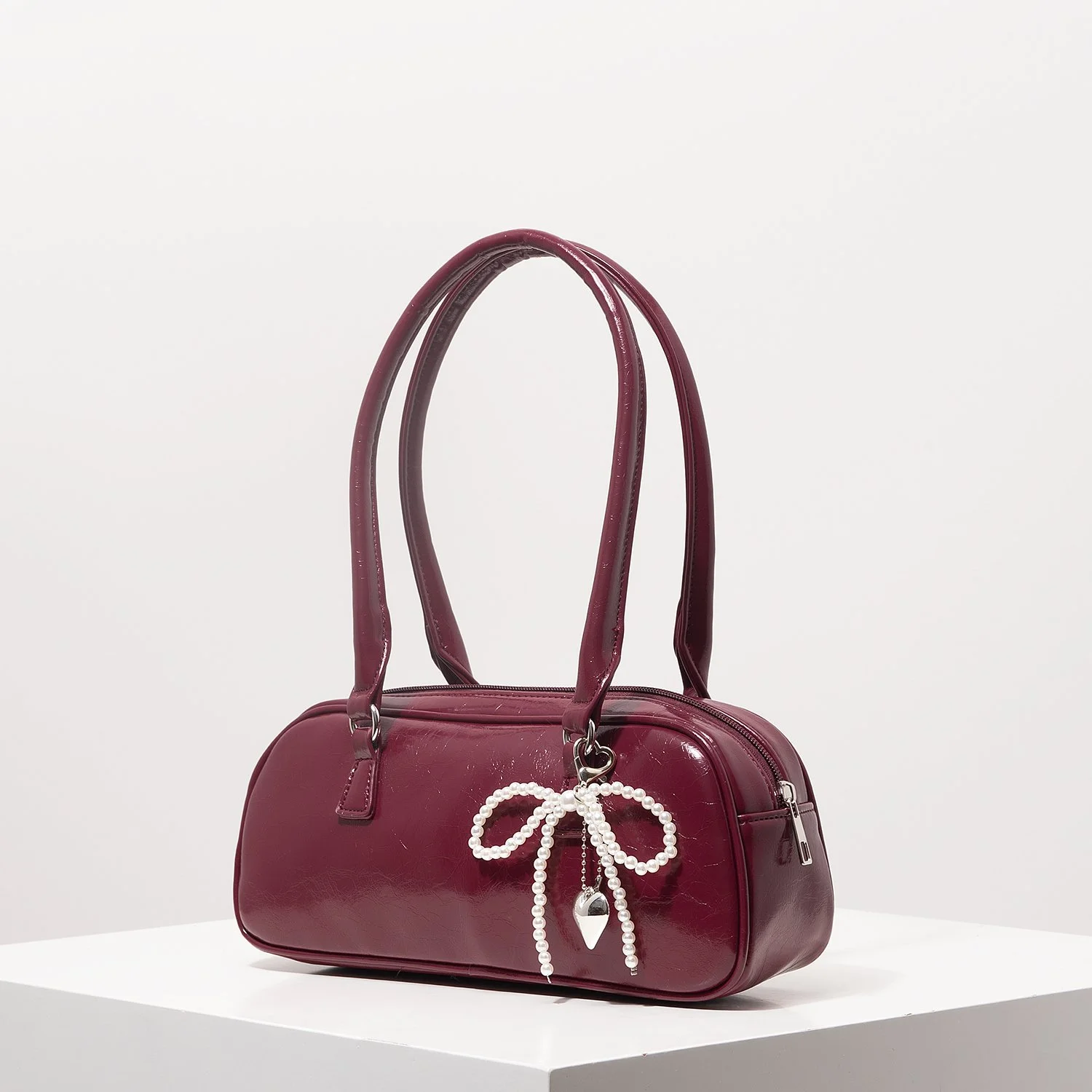 Elegant Burgundy PU Shoulder Tote Bag
