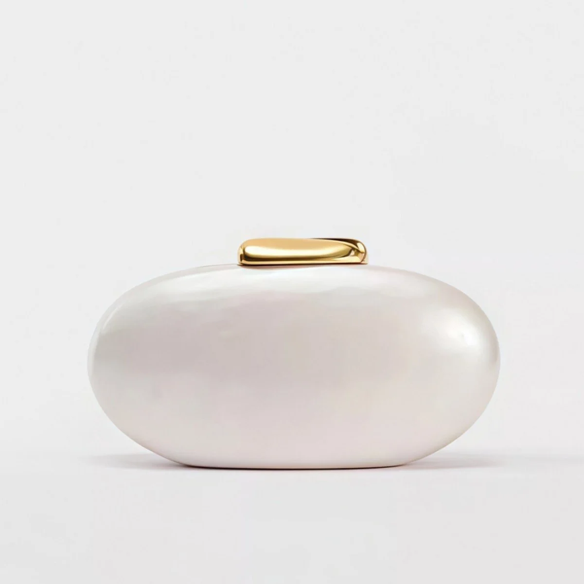 Elegant Ivory Pearl Egg Shape Acrylic Clutch Bag for Weddings & Evening Parties