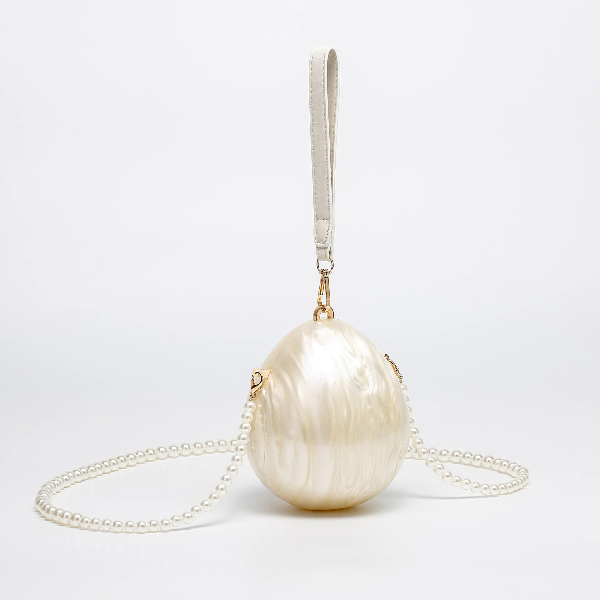 Elegant Pearl Beaded Evening Clutch Bag - Luxury Acrylic Purse for Weddings & Parties