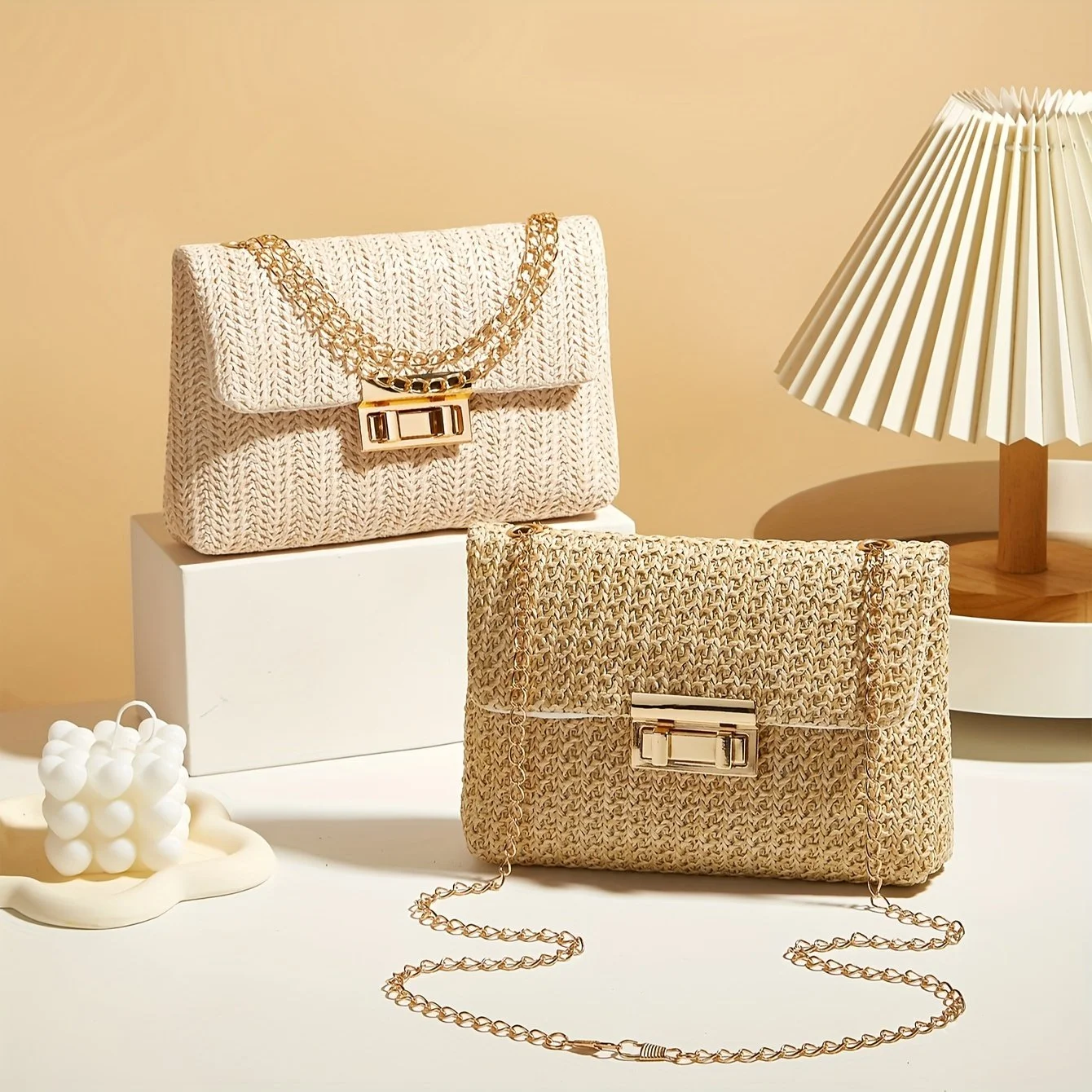 Woven Straw Crossbody Shoulder Bag for Women
