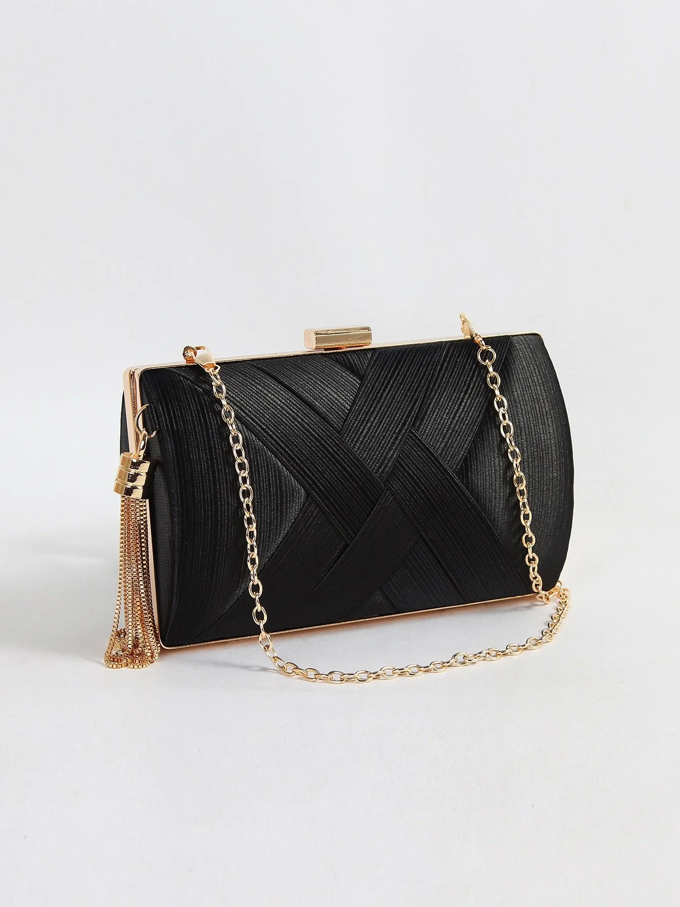 Fringed Evening Clutch Bag with Chain Strap – Elegant Party and Wedding Handbag