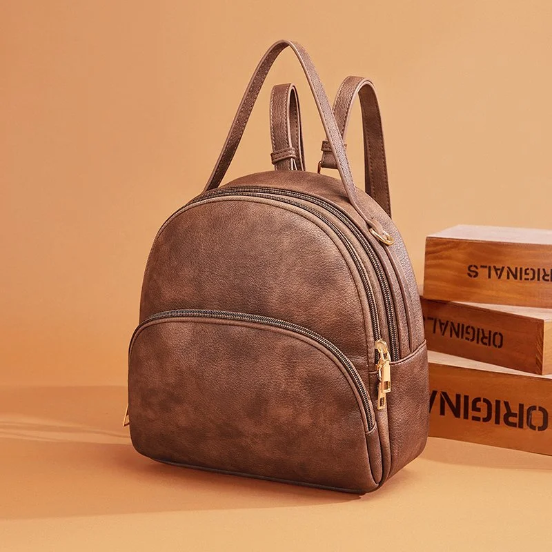 Chic Small Leather Backpack for Women – Stylish Travel & School Shoulder Bag