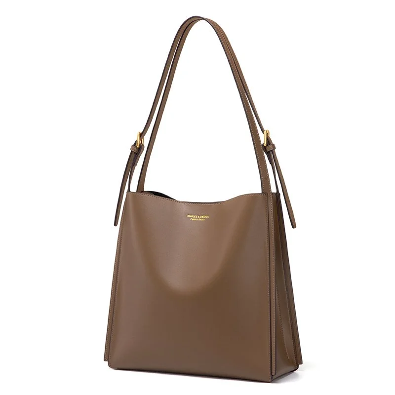 Retro Leather Bucket Shoulder & Crossbody Bag for Women – Soft Tote Style
