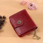 Vintage Red Short Wallet with Zipper Clutch & Card Holder for Men & Women