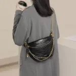 Vintage Leather Saddle Crossbody Bag for Women