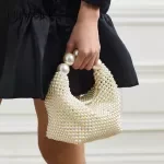 Handmade Pearl Beaded Acrylic Hobo Tote – Elegant Summer Party Purse