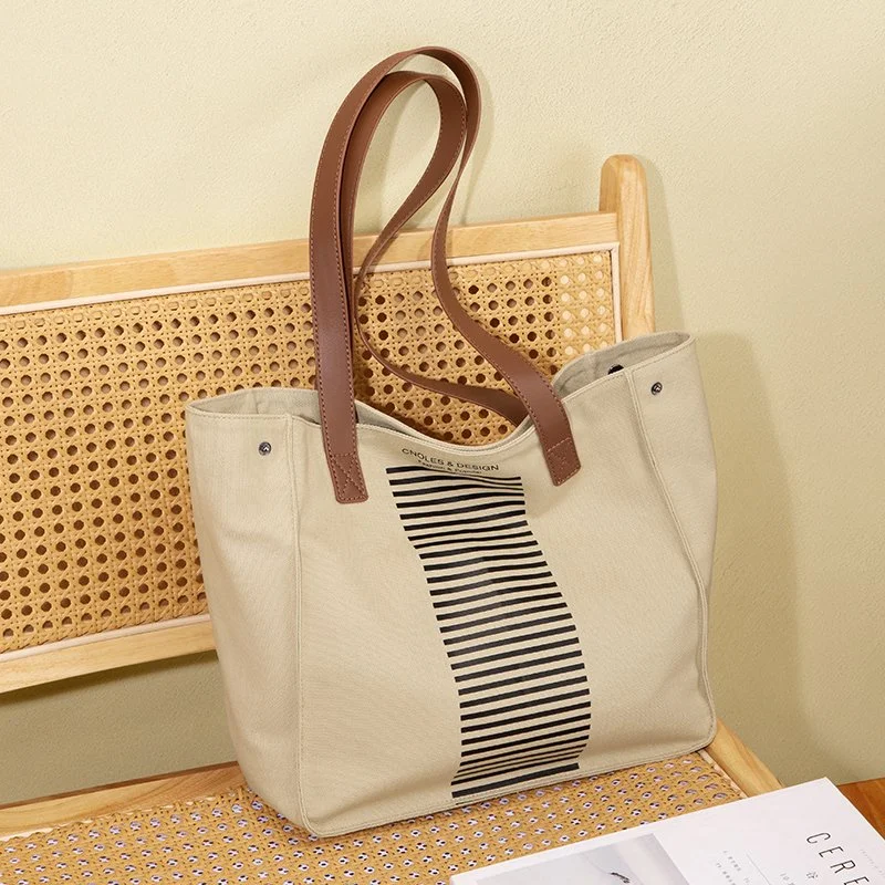 Lightweight Women's Canvas Tote – Luxury Leather Shoulder & Crossbody Bag