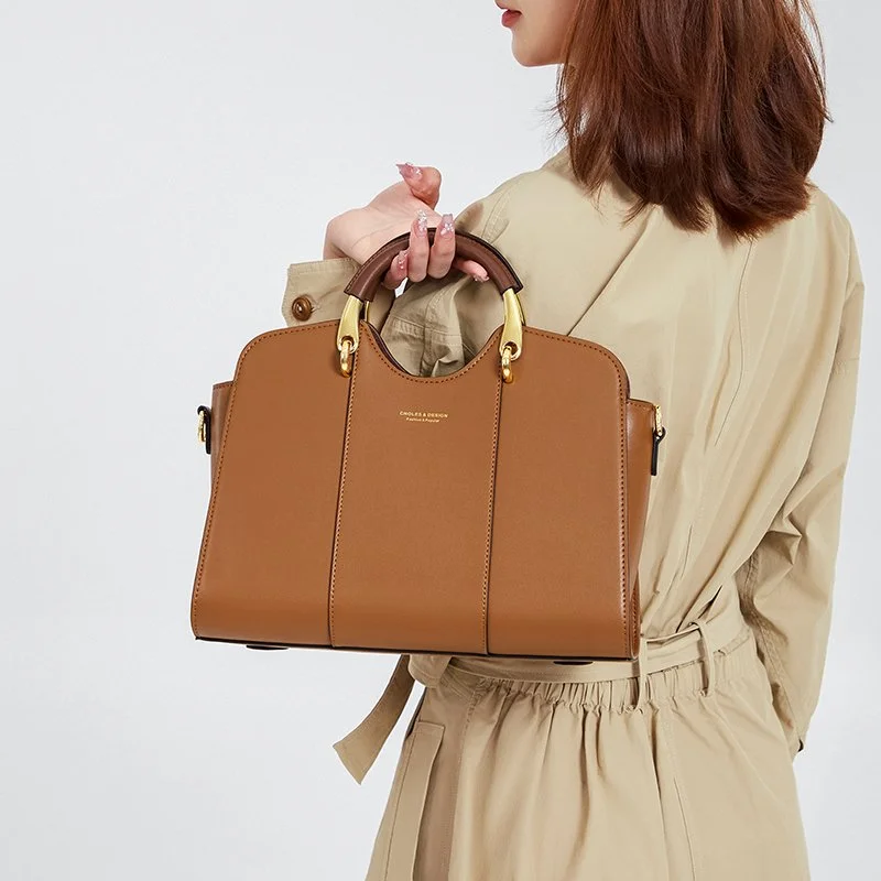 Elegant Leather Shoulder & Crossbody Handbag