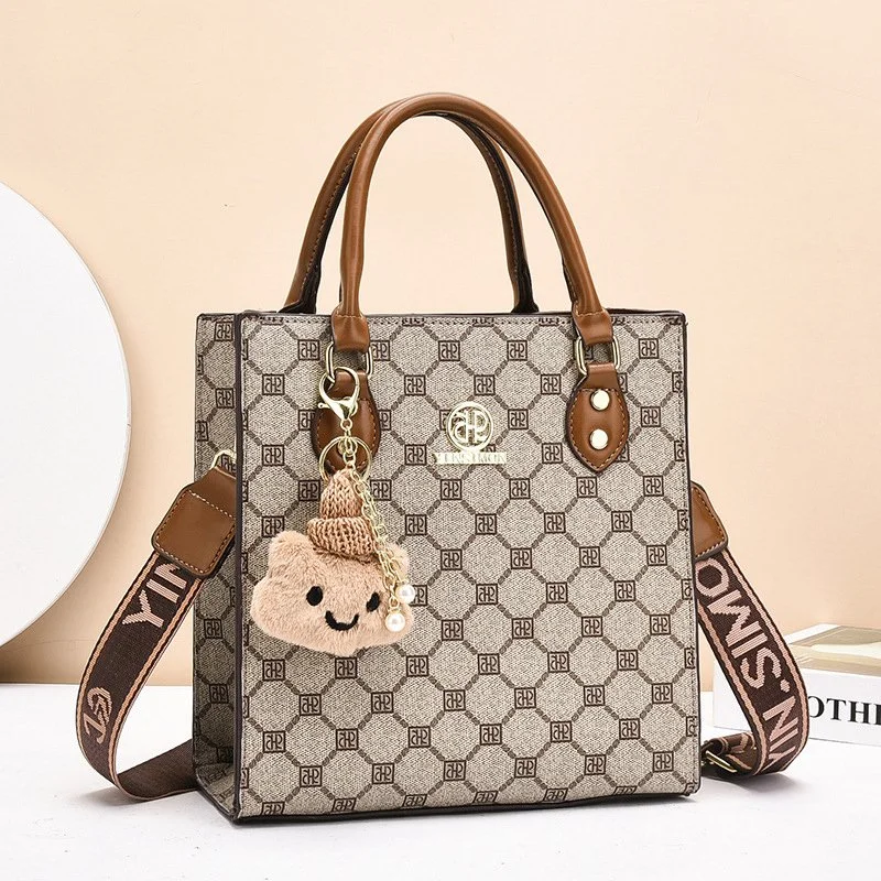 Chic PU Leather Crossbody Shoulder Bag with Cartoon Charm – Small & Stylish